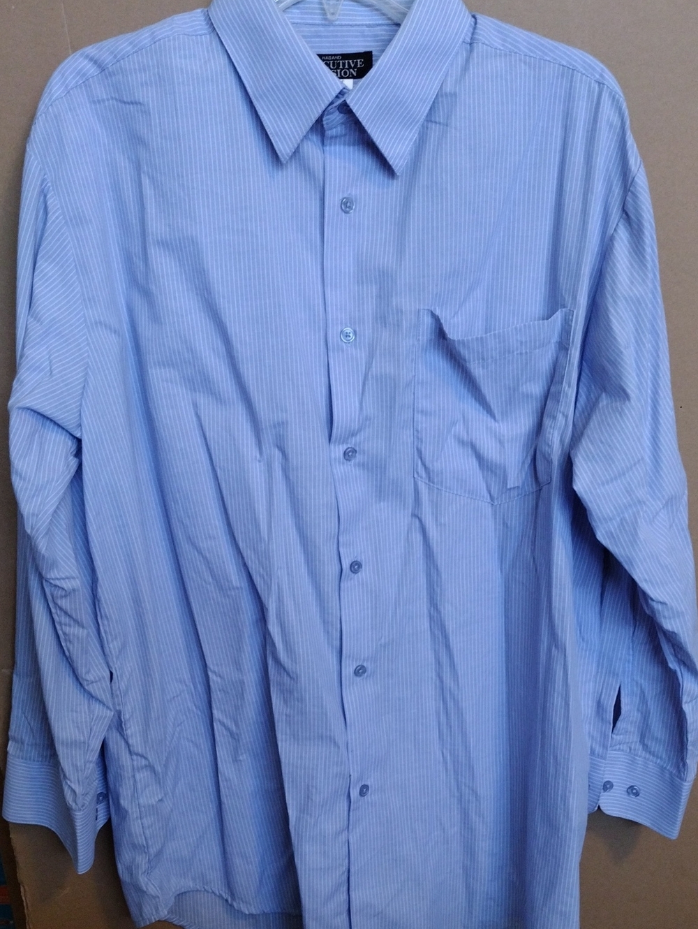 Haband Men's Light Blue Pinstripe Dress Shirt Size M 16" Collar
